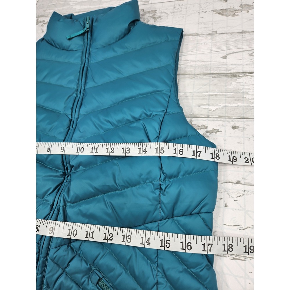 Talbots Down Quilted Puffer Vest Zipper Pockets Front Full Zip Teal Women Small - Picture 5 of 9